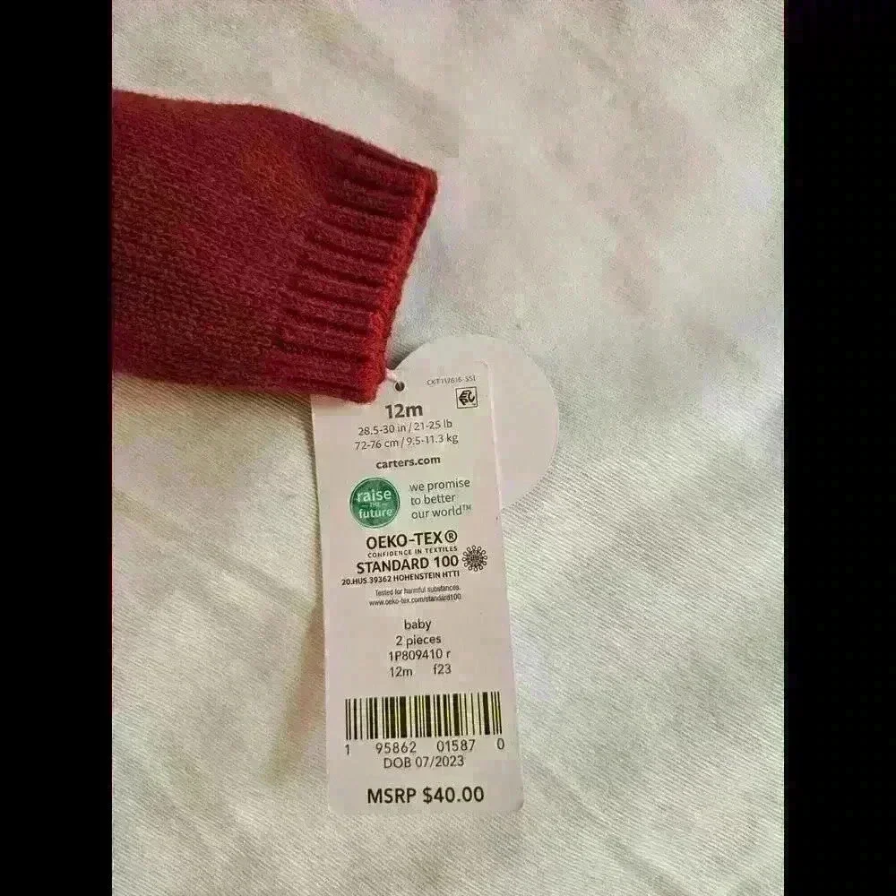 Carters 12m Cozy Red Cable Knit Sweater Dress